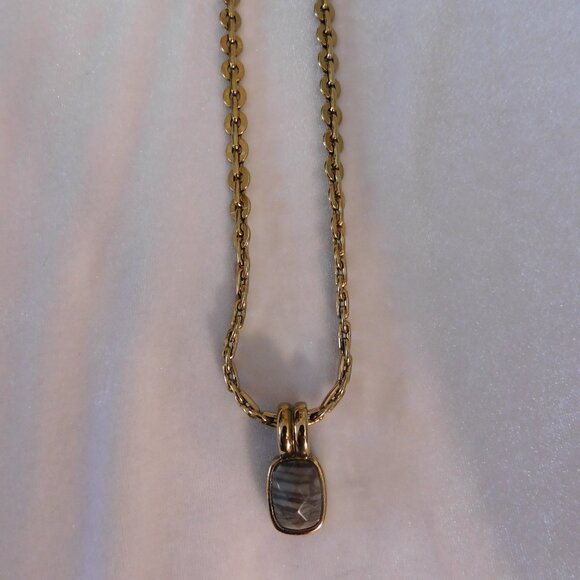 Men's Dyrberg/Kern Heavy Chain Necklace with Brown Onyx Stone - Picture 4 of 4